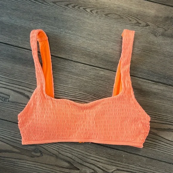 aerie Swim Aerie Neon Orange Ribbed Bikini Top Poshmark